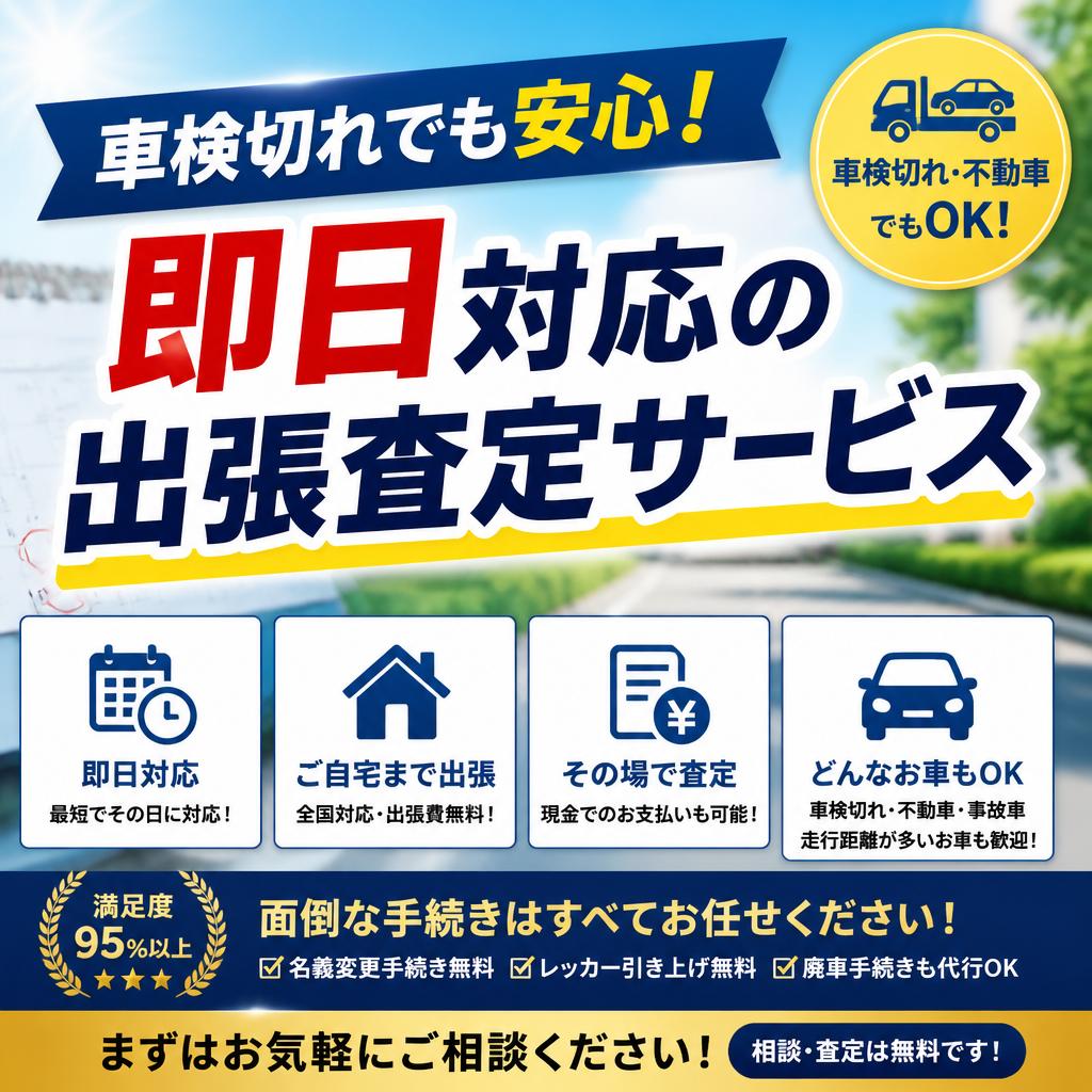 車検切れでも安心！即日対応の出張査定サービス