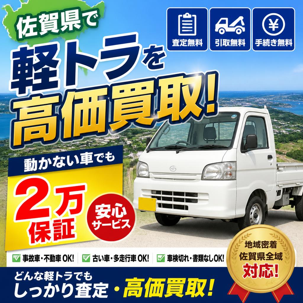 佐賀県で軽トラを高価買取！動かない車でも2万保証の安心サービス
