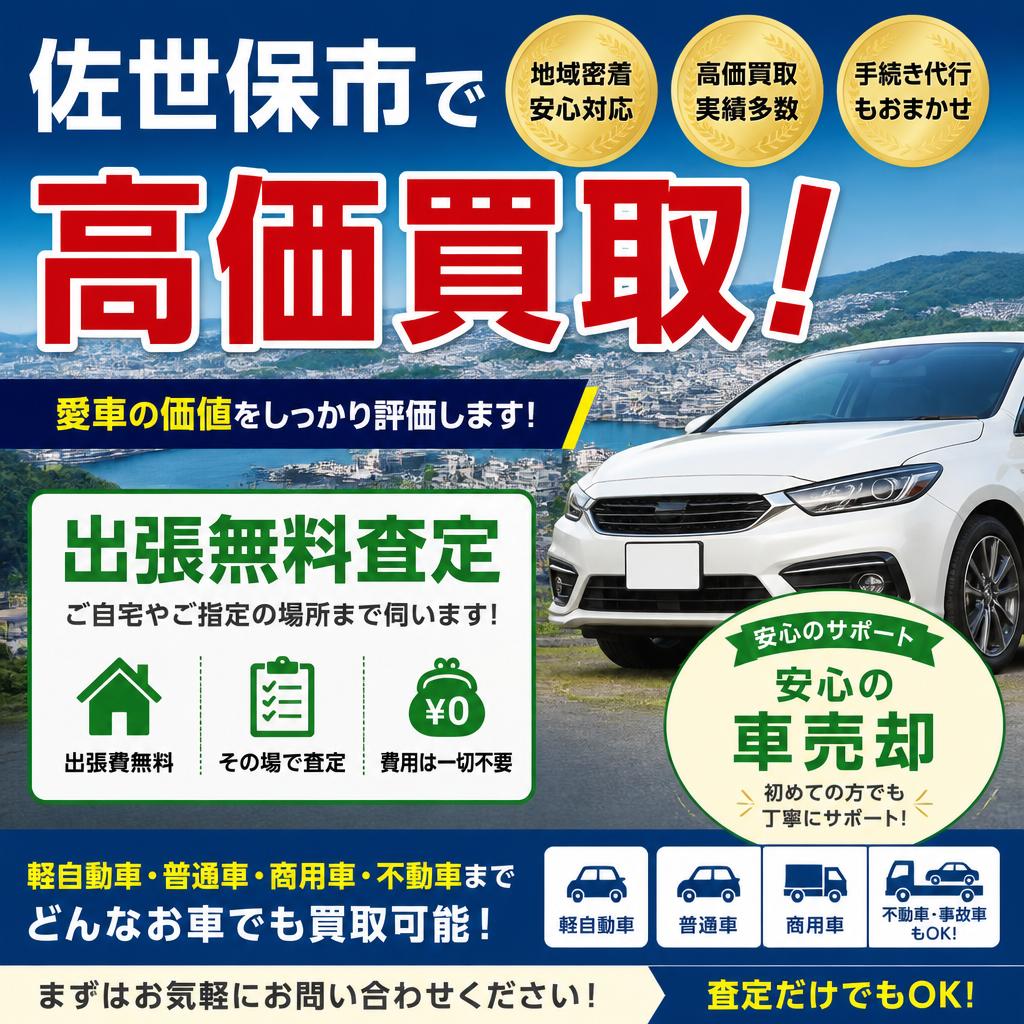佐世保市で高価買取！出張無料査定で安心の車売却