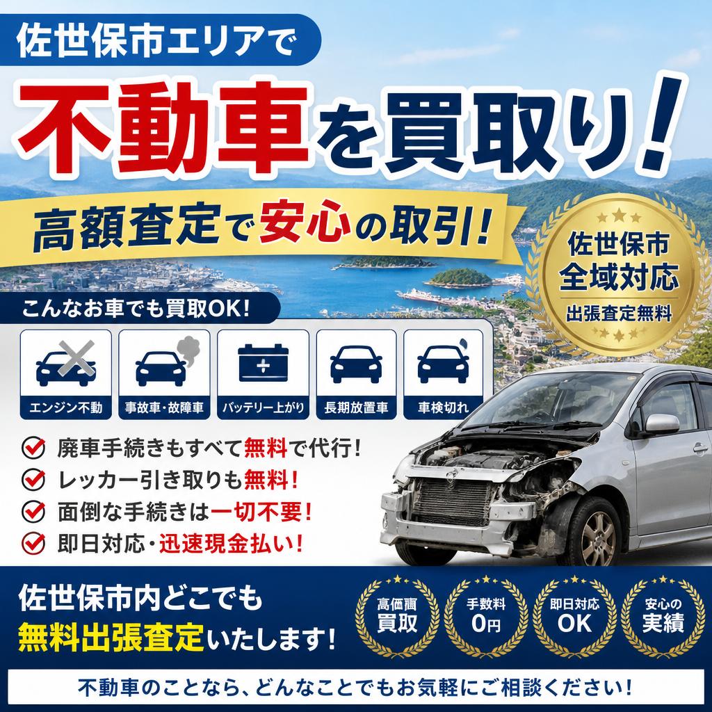 佐世保市エリアで不動車を買取り！高額査定で安心の取引！