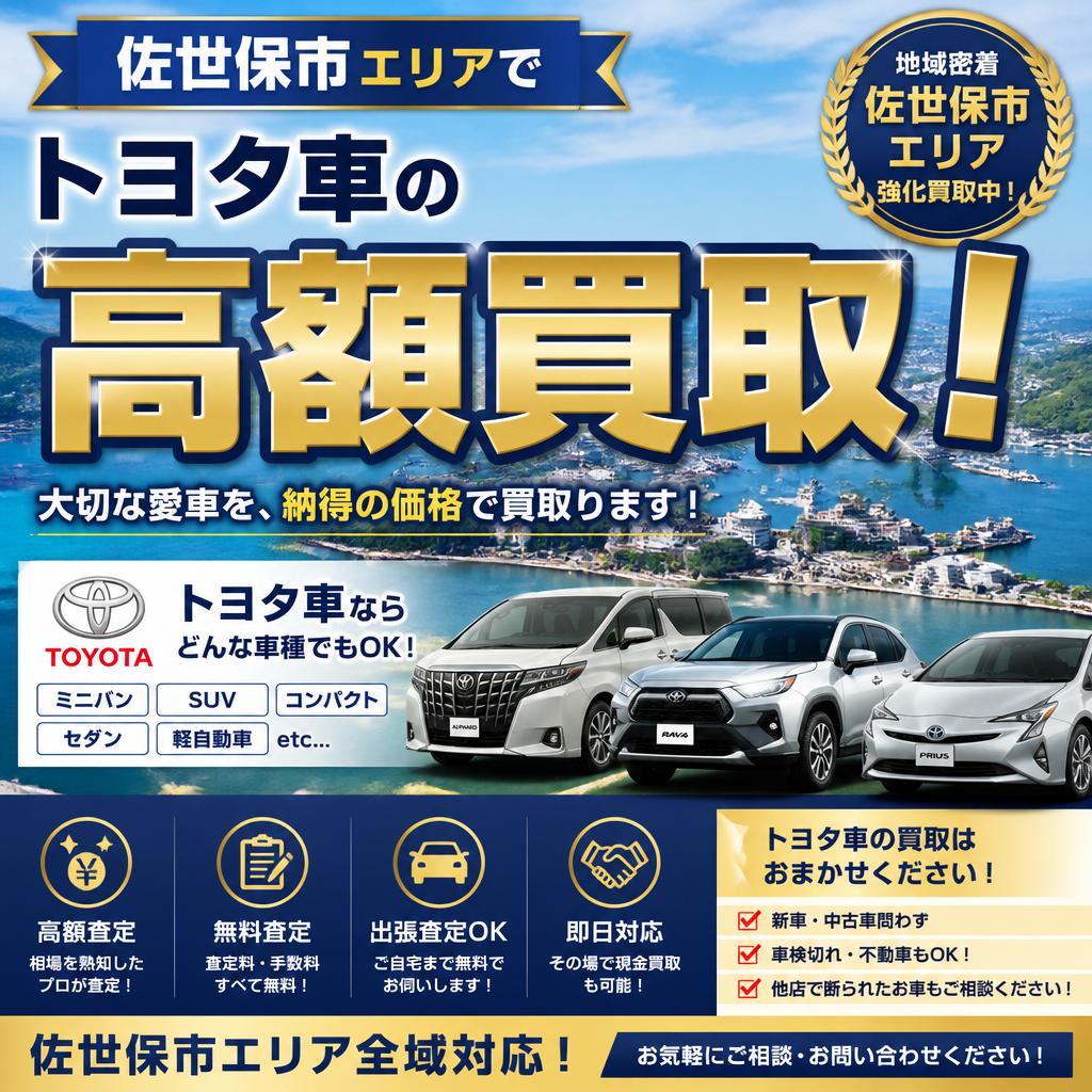 佐世保市エリアでトヨタ車の高額買取！
