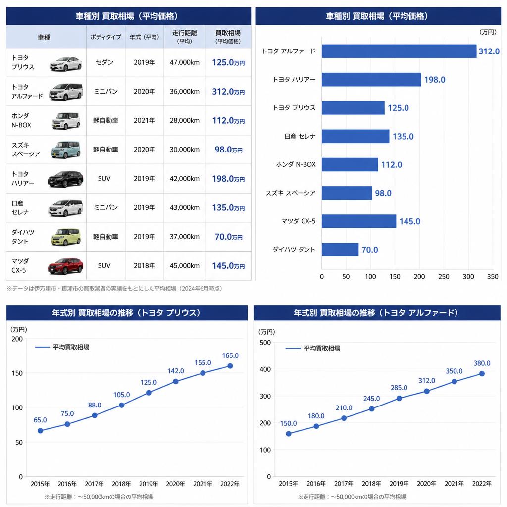 最新の車買取相場をチェック！